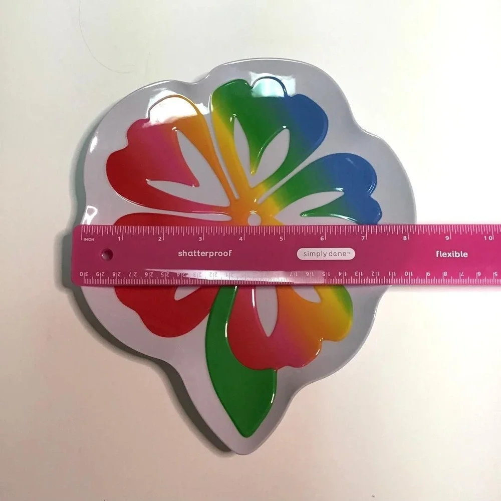 4 Rainbow Hibiscus Flower Melamine Appetizer Plates 8